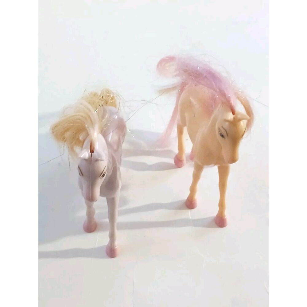 Disney Princess Little Kingdom Carriage Horses lot of 2 Lavender & Peach